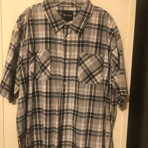 Akademics S/S Black and White Button up T-shirt in 5XL